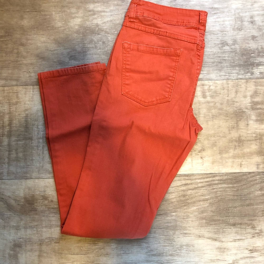 Orange skinny jeans